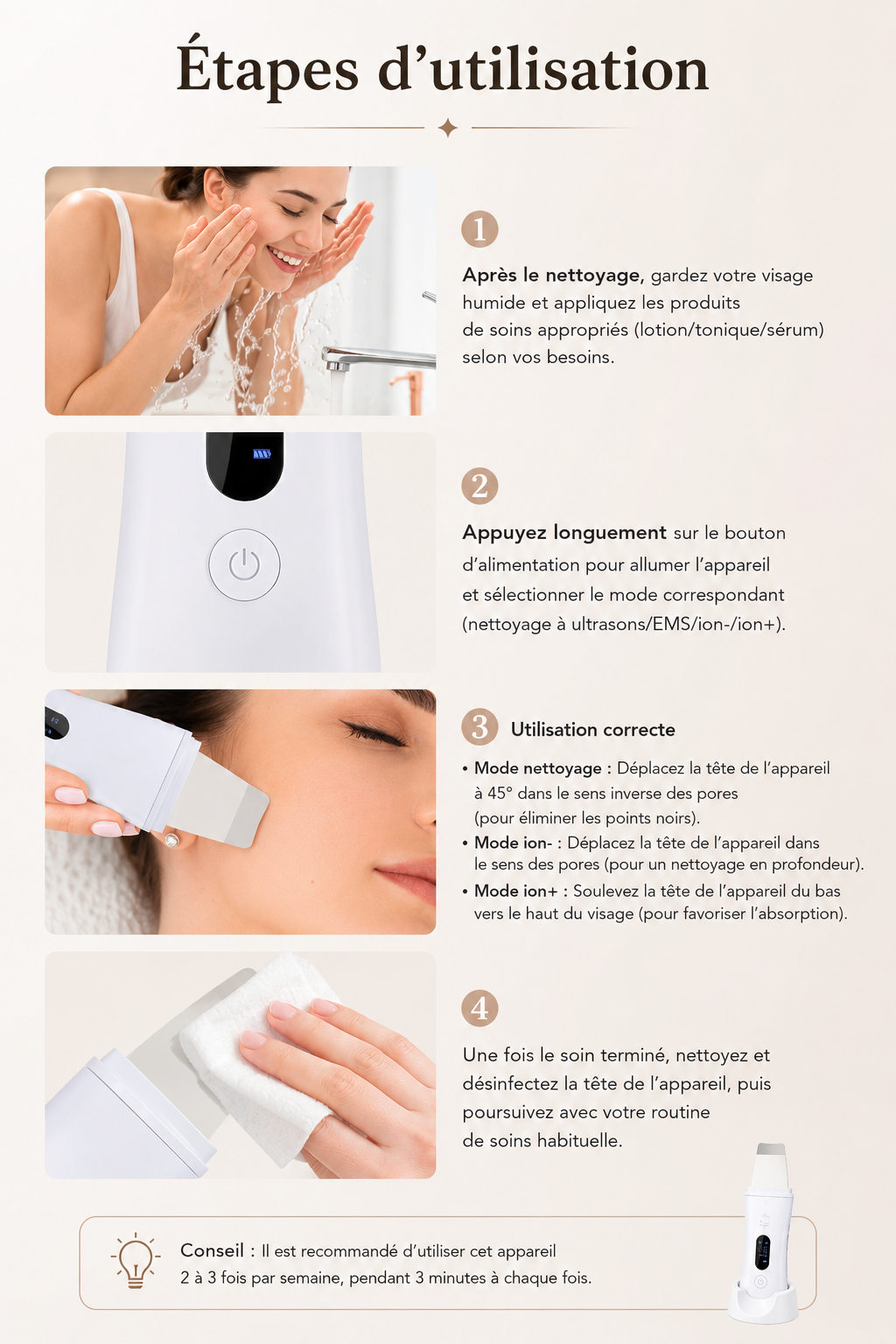 Spatule Peeling Ultrasonique • Pureté Éclat